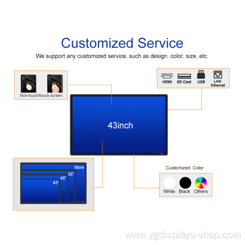 43inch lcd signage wall mounted menu board display